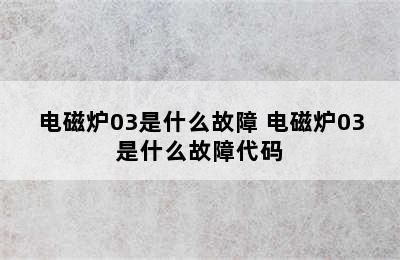 电磁炉03是什么故障 电磁炉03是什么故障代码